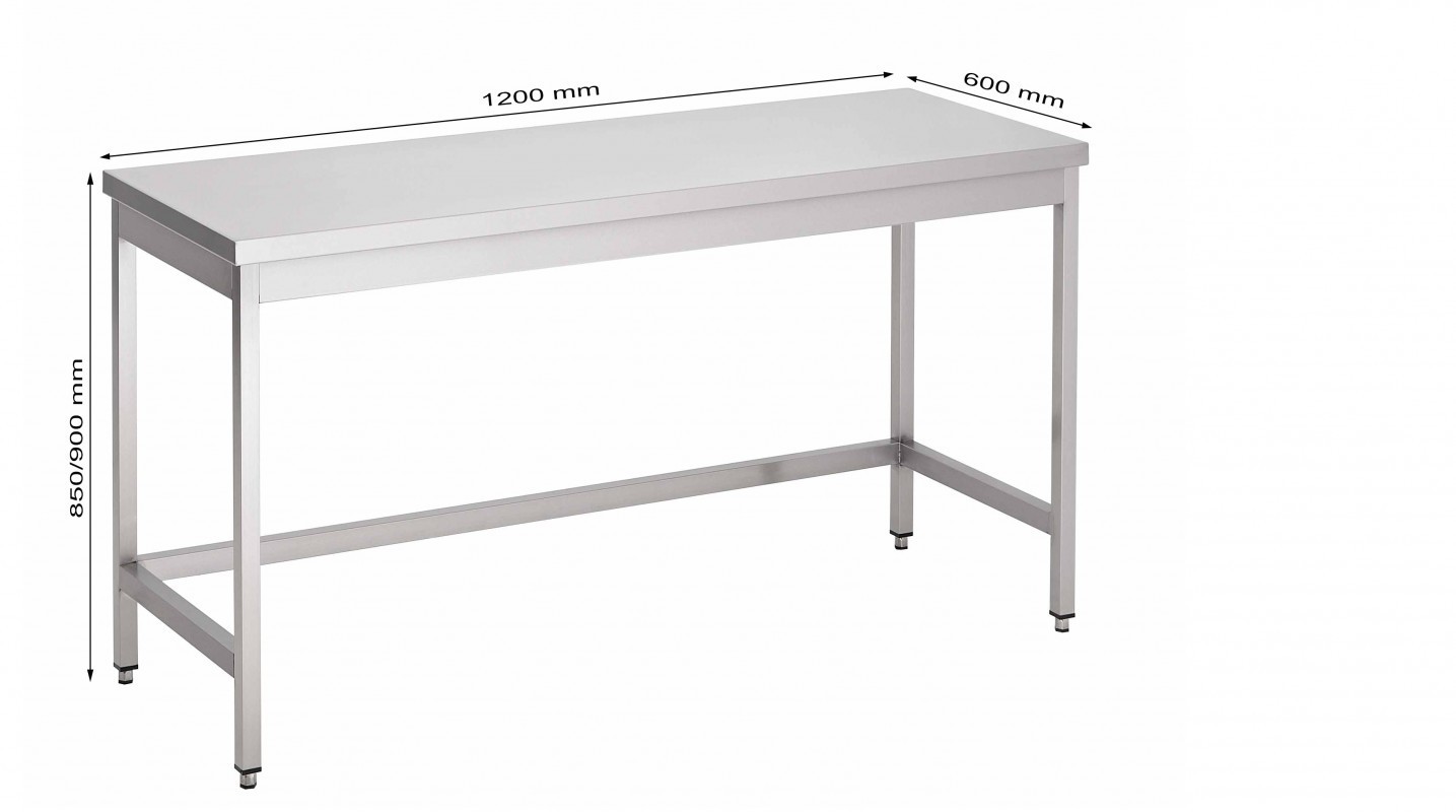 Gedeeltelijk Slink engel Gelaste inox tafel centraal zonder onderblad L1200xP600xH850/900 mm inox  AISI 430
